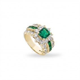 Yellow Gold Emerald & Diamond Ring 1.28ct Yellow Gold Emerald & Diamond Ring 1.28ct